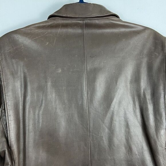 LORO PIANA Leather Jacket Mens S Brown Soft Lambskin Button Front  Collared - Picture 9 of 12